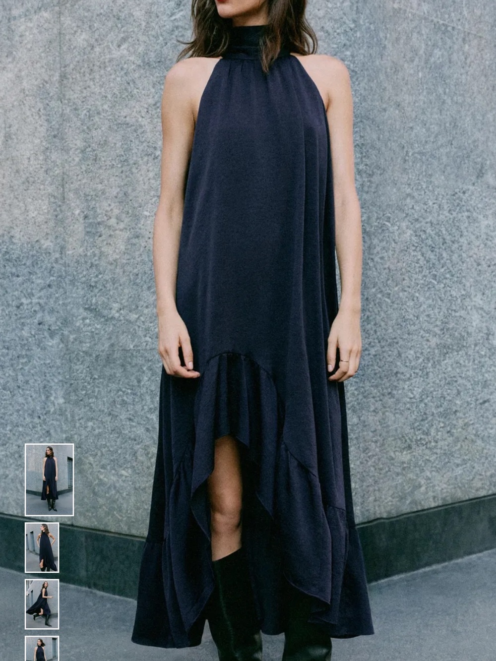 Halter Midi Dress with Ruffle Hem